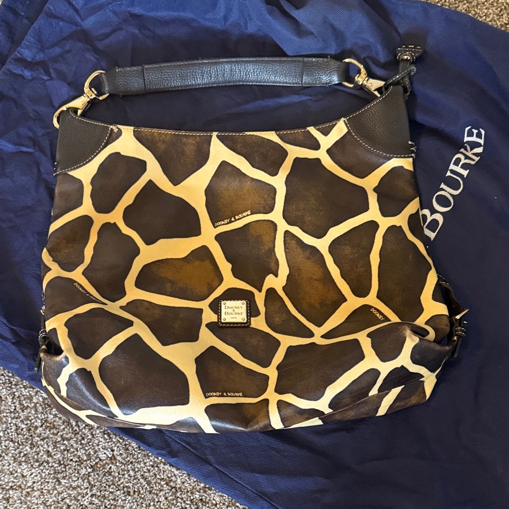 Dooney & Bourke Brown and Tan Giraffe-Print Shoulder Bag